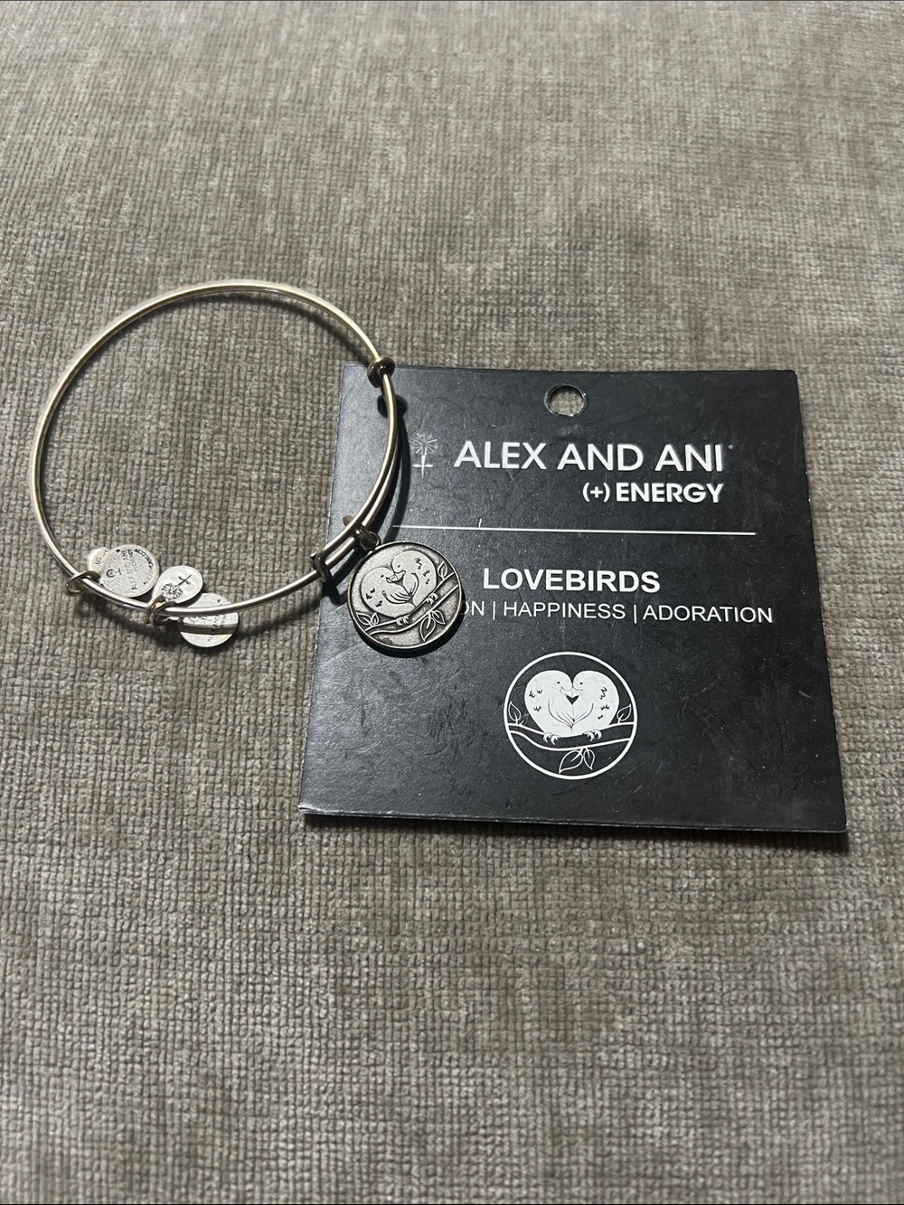 Alex and Ani Silver Tone Lovebirds Charm Expandable Bracelet